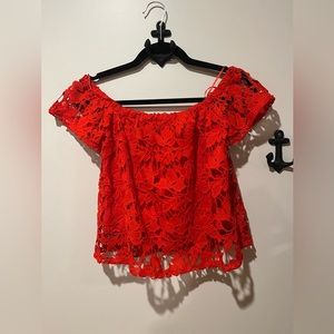 ASTR the Label Red Lace Top